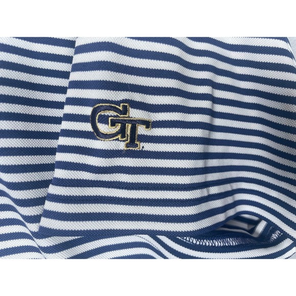 Bobby Jones X-H2O Georgia Tech Polo Shirt Mens XL Blue White Striped Golf - Picture 3 of 6